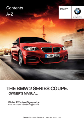 2016 BMW 2 Series Coupe Owners Manual